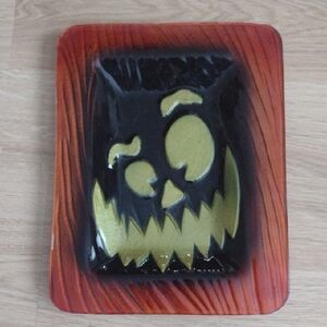 Goofus Glass Halloween Candy Dish 12"X 9" Inches Silly Face Vintage